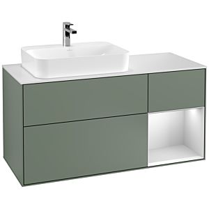 Villeroy and Boch Finion Villeroy and Boch Finion G401MTGM 120cm, cover plate white matt, Emotion, shelf on the right white matt lacquer, Olive Matt Lacquer