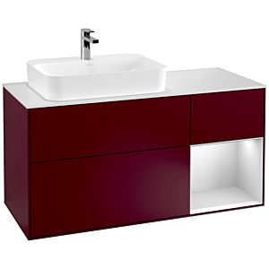 Villeroy und Boch Finion Waschtischunterschrank G401MTHB 120cm, Abdeckplatte white matt, Emotion, Regal rechts White matt lacquer, Peony Matt