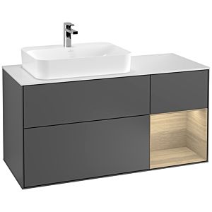 Villeroy et Boch Finion Villeroy et Boch G401PCGK 120cm, plaque de finition blanc mat, Emotion, étagère à droite Oak Veneer , anthracite mat