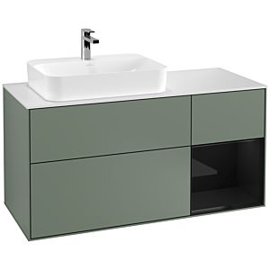 Villeroy and Boch Finion Villeroy and Boch Finion G401PHGM 120cm, cover plate matt white, emotion, shelf on the right Glossy Black Lacquer , Olive Matt Lacquer