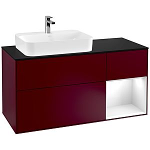 Villeroy and Boch Finion Villeroy and Boch Finion G402GFHB 120cm, cover plate black matt, Emotion, shelf on the right Glossy white lacquer, Peony Matt