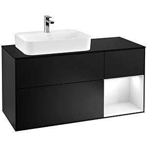 Villeroy and Boch Finion Villeroy and Boch Finion G402GFPD 120cm, cover plate black matt, Emotion, shelf on the right Glossy white lacquer, Black matt lacquer