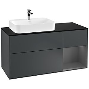 Villeroy et Boch Finion Villeroy et Boch G402GKHG 120cm, plaque de finition noir mat, Emotion, étagère droite Anthracite mat, Midnight Blue Matt Lacquer