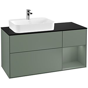 Villeroy and Boch Finion Villeroy and Boch Finion G402GMGM 120cm, cover plate black matt, emotion, shelf on the right Olive Matt Lacquer , Olive Matt Lacquer