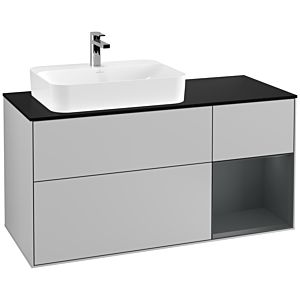 Villeroy und Boch Finion Waschtischunterschrank G402HGGJ 120cm, Abdeckplatte black matt, Emotion, Regal rechts Midnight Blue Matt Lacquer, Light grey matt