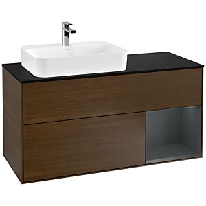 Villeroy et Boch Finion Villeroy et Boch G402HGGN 120cm, plaque de finition noir mat, Emotion, étagère à droite Midnight Blue Matt Lacquer , placage noyer