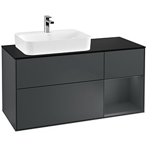 Villeroy et Boch Finion Villeroy et Boch G402HGHG 120cm, plaque de finition noire mate, Emotion, étagère à droite Midnight Blue Matt Lacquer , Midnight Blue Matt Lacquer