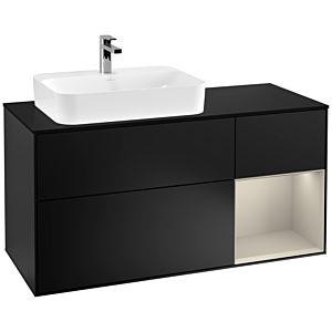 Villeroy et Boch Finion Villeroy et Boch G402HHPD 120cm, plaque de finition noir mat, Emotion, étagère à droite Sand mat, laqué noir mat