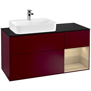Villeroy et Boch Finion Villeroy et Boch G402PCHB 120cm, couvercle noir mat, Emotion, étagère à droite Oak Veneer , Peony Matt
