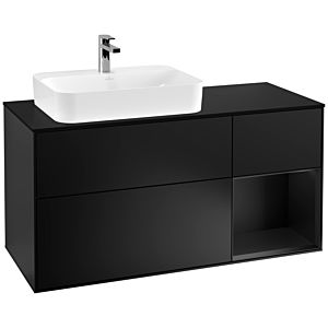 Villeroy and Boch Finion Villeroy and Boch Finion G402PDPD 120cm, cover plate black matt, Emotion, shelf on the right black matt lacquer, black matt lacquer