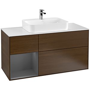 Villeroy and Boch Finion Villeroy and Boch Finion G411GKGN 120cm, cover plate white matt, Emotion, shelf left Anthracite matt, Walnut veneer