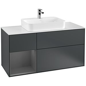 Villeroy et Boch Finion Villeroy et Boch G411GKHG 120cm, couvercle blanc mat, Emotion, étagère gauche Anthracite mat, Midnight Blue Matt Lacquer