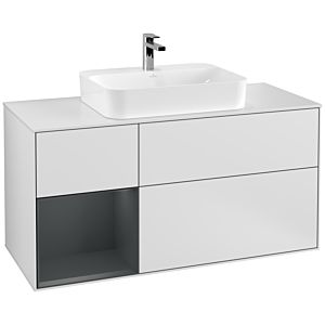 Villeroy and Boch Finion Villeroy and Boch Finion G411HGMT 120cm, cover plate white matt, Emotion, shelf on the left Midnight Blue Matt Lacquer , white matt lacquer