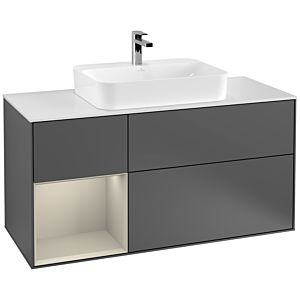 Villeroy and Boch Finion Villeroy and Boch Finion G411HHGK 120cm, cover plate white matt, emotion, shelf on the left Sand Matt Lacquer , anthracite matt