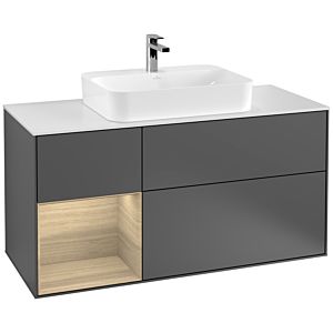 Villeroy et Boch Finion Villeroy et Boch G411PCGK 120cm, plaque de finition blanc mat, Emotion, étagère à gauche Oak Veneer , anthracite mat