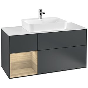 Villeroy and Boch Finion Villeroy and Boch Finion G411PCHG 120cm, cover plate matt white, Emotion, shelf on the left Oak Veneer , Midnight Blue Matt Lacquer