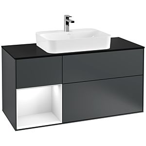 Villeroy and Boch Finion Villeroy and Boch Finion G412GFHG 120cm, cover plate black matt, Emotion, shelf left glossy white lacquer, Midnight Blue Matt Lacquer