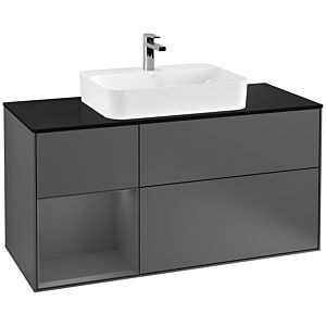 Villeroy et Boch Finion Villeroy et Boch G412GKGK 120cm, plaque de finition noir mat, Emotion, étagère gauche Anthracite mat, Anthracite mat