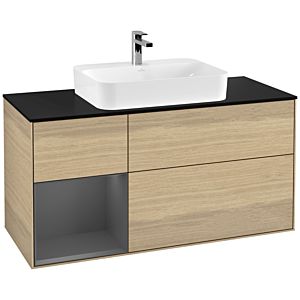 Villeroy and Boch Finion Villeroy and Boch Finion G412GKPC 120cm, cover plate black matt, Emotion, shelf left Anthracite matt, Oak Veneer