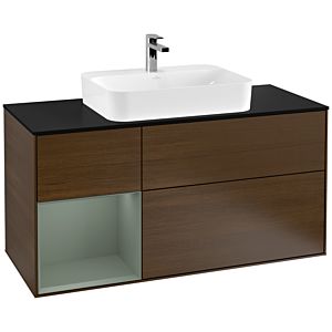 Villeroy and Boch Finion Villeroy and Boch Finion G412GMGN 120cm, cover plate black matt, emotion, shelf on the left Olive Matt Lacquer , Olive Matt Lacquer veneer