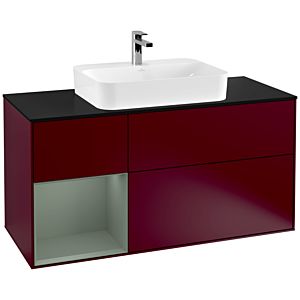 Villeroy and Boch Finion Villeroy and Boch Finion G412GMHB 120cm, cover plate black matt, Emotion, shelf on the left Olive Matt Lacquer , Peony Matt