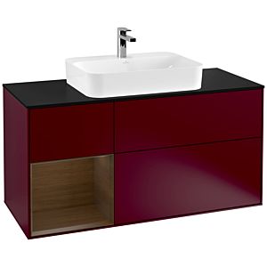 Villeroy and Boch Finion Villeroy and Boch Finion G412GNHB 120cm, cover plate black matt, Emotion, shelf left Walnut veneer, Peony Matt