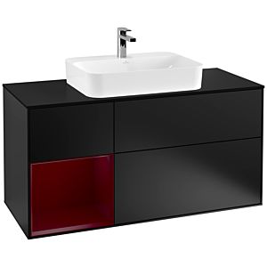 Villeroy and Boch Finion Villeroy and Boch Finion G412HBPD 120cm, cover plate black matt, Emotion, shelf on the left Peony , black matt lacquer
