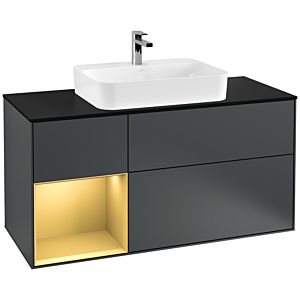 Villeroy and Boch Finion Villeroy and Boch Finion G412HFHG 120cm, cover plate black matt, Emotion, shelf left gold matt, Midnight Blue Matt Lacquer