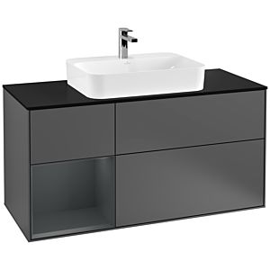 Villeroy and Boch Finion Villeroy and Boch Finion G412HGGK 120cm, cover plate black matt, Emotion, shelf on the left Midnight Blue Matt Lacquer , Anthracite matt
