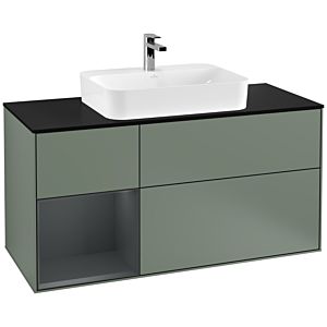 Villeroy and Boch Finion Villeroy and Boch Finion G412HGGM 120cm, black matt cover plate, Emotion, shelf on the left Midnight Blue Matt Lacquer , Olive Matt Lacquer
