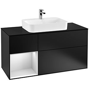 Villeroy and Boch Finion Villeroy and Boch Finion G412MTPD 120cm, cover plate black matt, Emotion, shelf left white matt lacquer, black matt lacquer