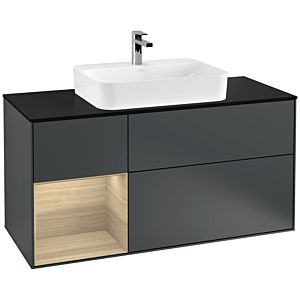 Villeroy and Boch Finion Villeroy and Boch Finion G412PCHG 120cm, cover plate black matt, Emotion, shelf on the left Oak Veneer , Midnight Blue Matt Lacquer