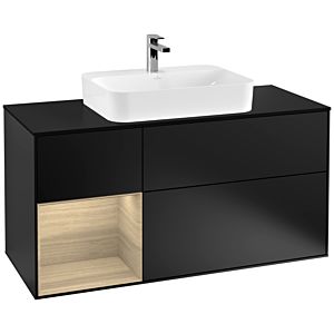 Villeroy and Boch Finion Villeroy and Boch Finion G412PCPD 120cm, cover plate black matt, Emotion, shelf on the left Oak Veneer , black matt lacquer