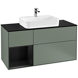 Villeroy and Boch Finion Villeroy and Boch Finion G412PDGM 120cm, cover plate black matt, Emotion, shelf left black matt lacquer, Olive Matt Lacquer