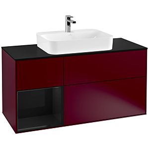 Villeroy and Boch Finion Villeroy and Boch Finion G412PHHB 120cm, cover plate black matt, Emotion, shelf on the left Glossy Black Lacquer , Peony Matt