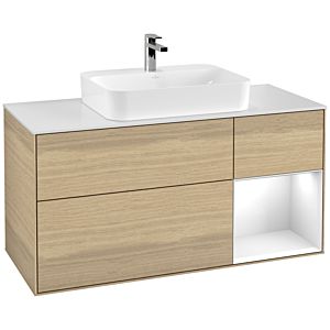 Villeroy and Boch Finion Villeroy and Boch Finion G421GFPC 120cm, cover plate matt white, Emotion, shelf on the right Glossy white, Oak Veneer