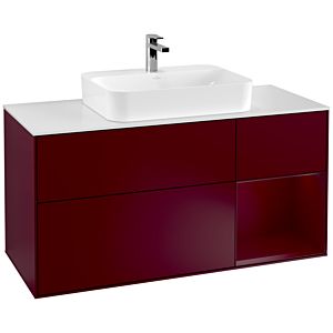 Villeroy et Boch Finion Villeroy et Boch G421HBHB 120cm, plaque de finition blanc mat, Emotion, étagère à droite Peony matt, Peony Matt