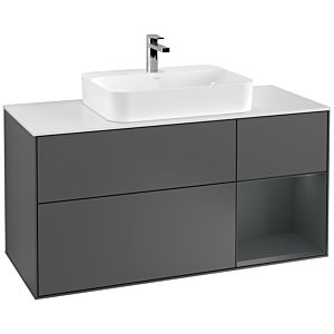 Villeroy and Boch Finion Villeroy and Boch Finion G421HGGK 120cm, cover plate matt white, Emotion, shelf on the right Midnight Blue matt, anthracite matt