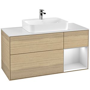 Villeroy and Boch Finion Villeroy and Boch Finion G421MTPC 120cm, cover plate white matt, Emotion, shelf on the right white matt, Oak Veneer