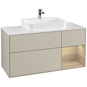 Villeroy and Boch Finion Villeroy and Boch Finion G421PCHH 120cm, cover plate matt white, emotion, shelf right Sand Matt Lacquer veneer, Sand Matt Lacquer