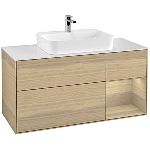 Villeroy and Boch Finion Villeroy and Boch Finion G421PCPC 120cm, cover plate white matt, Emotion, shelf right Oak Veneer veneer, Oak Veneer