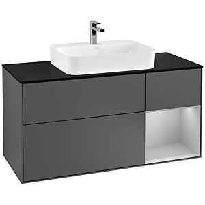 Villeroy and Boch Finion Villeroy and Boch Finion G422GJGK 120cm, cover plate black matt, Emotion, shelf on the right light gray matt, anthracite matt