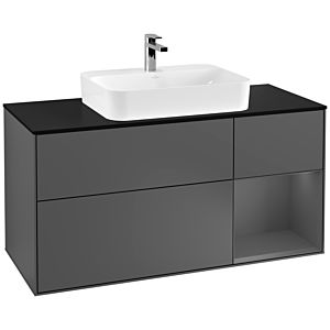 Villeroy and Boch Finion Villeroy and Boch Finion G422GKGK 120cm, cover plate black matt, Emotion, shelf right Anthracite matt, Anthracite matt
