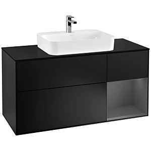 Villeroy et Boch Finion Villeroy et Boch G422GKPD 120cm, plaque de finition noir mat, Emotion, étagère à droite Anthracite mat, Laque noir mat