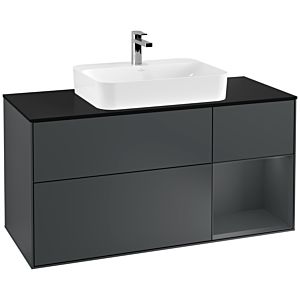 Villeroy und Boch Finion Waschtischunterschrank G422HGHG 120cm, Abdeckplatte black matt, Emotion, Regal rechts Midnight Blue matt, Midnight Blue Matt Lacquer