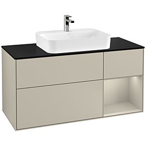 Villeroy and Boch Finion Villeroy and Boch Finion G422HHHH 120cm, cover plate black matt, Emotion, shelf on the right Sand matt, Sand Matt Lacquer