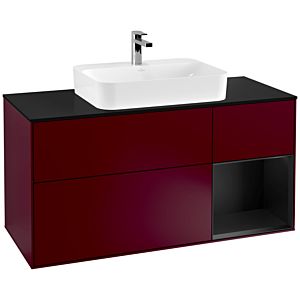 Villeroy and Boch Finion Villeroy and Boch Finion G422PDHB 120cm, cover plate black matt, Emotion, shelf on the right black matt, Peony Matt