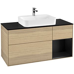 Villeroy and Boch Finion Villeroy and Boch Finion G422PDPC 120cm, cover plate black matt, Emotion, shelf on the right black matt, Oak Veneer