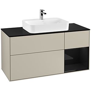 Villeroy and Boch Finion Villeroy and Boch Finion G422PHHH 120cm, cover plate black matt, emotion, shelf on the right glossy black, Sand Matt Lacquer