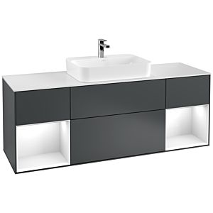 Villeroy and Boch Finion Villeroy and Boch Finion G451GFHG 160cm, cover plate white matt, Emotion, shelves Glossy white lacquer, Midnight Blue Matt Lacquer